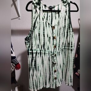 Torrid Sleeveless Top Green Tye Dyeish